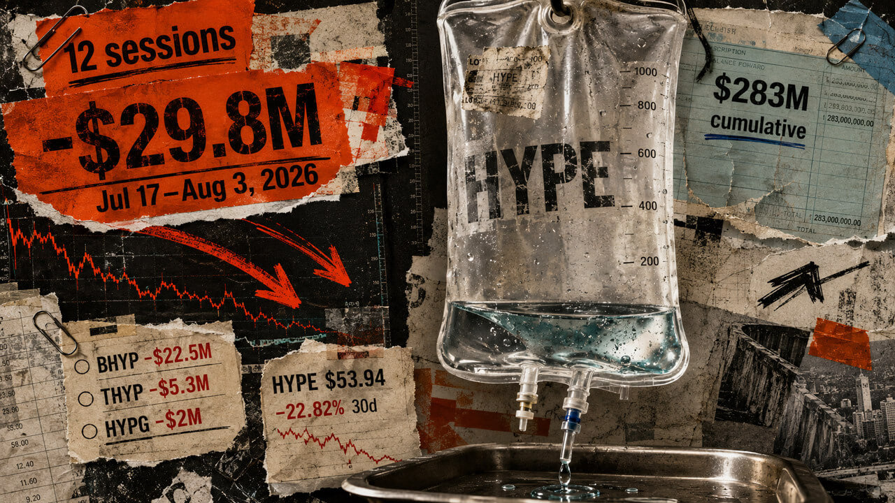 HYPE ETFs Post 12-Day Inflow Drought, $29.8M in Outflows Since Mid-July