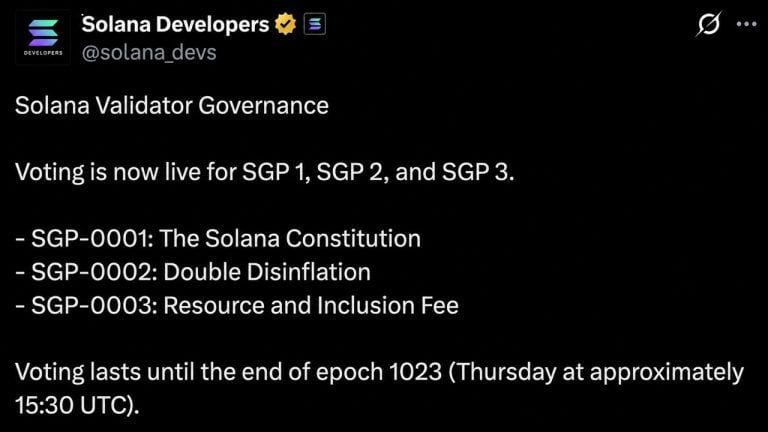 Solana Opens First Governance Vote, Ballot Includes Disinflation Proposal