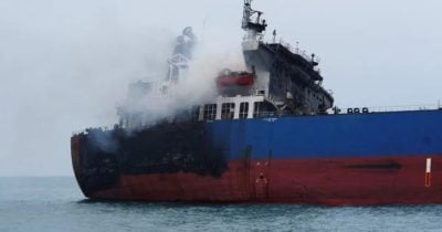 Iranian Supertanker Catches Fire After Hitting Mines in Strait of Hormuz