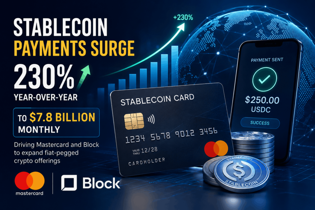 Stablecoin Card Payments Hit $7.8B Monthly as Mastercard, Block Expand Services