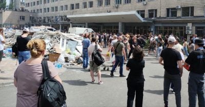 Russian Missile Strike Damages Kyiv Hospital, Homes, Heightening Tensions