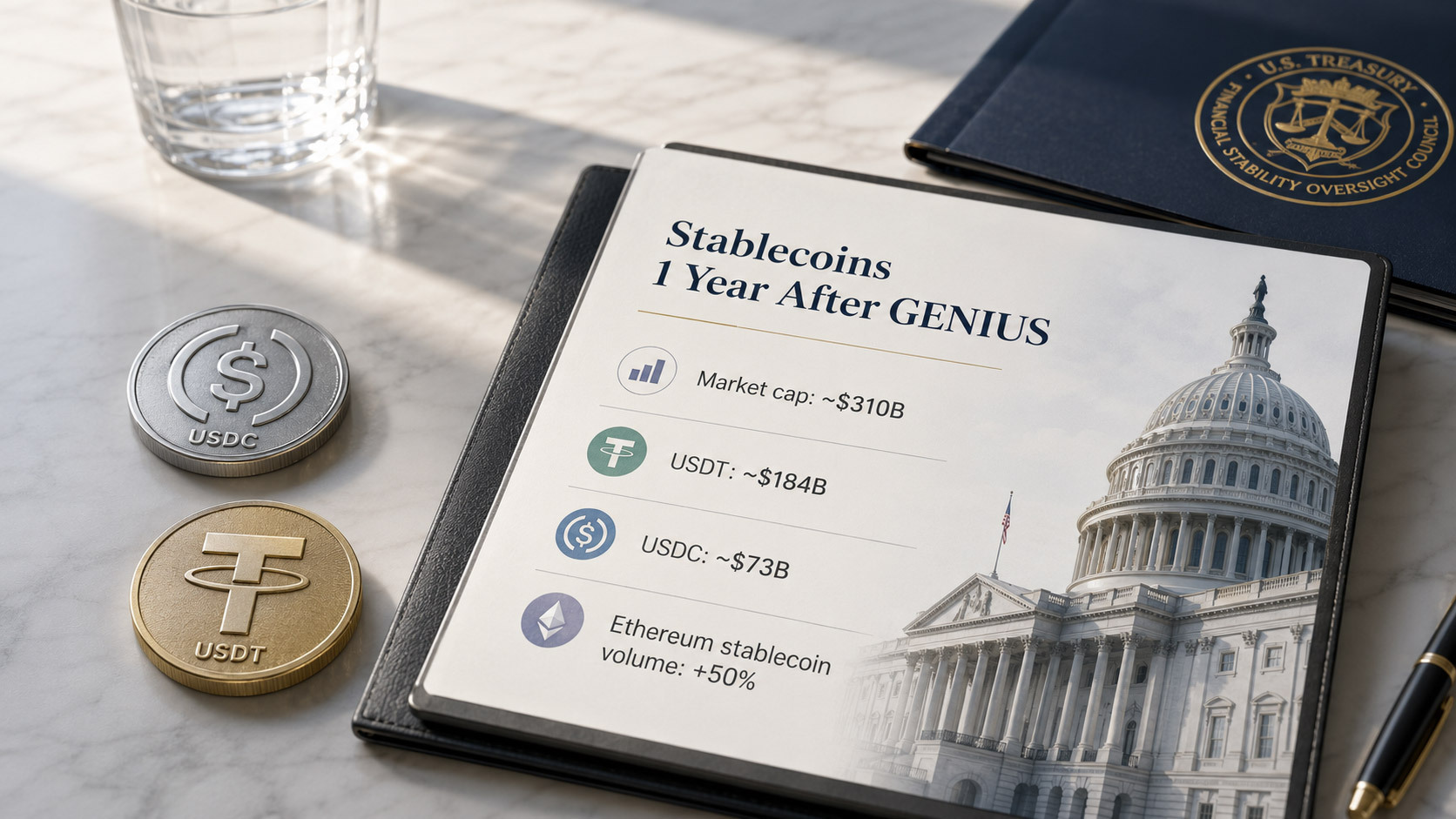 Stablecoin Market Hits $310B One Year After GENIUS Act, but Rules Still in Draft
