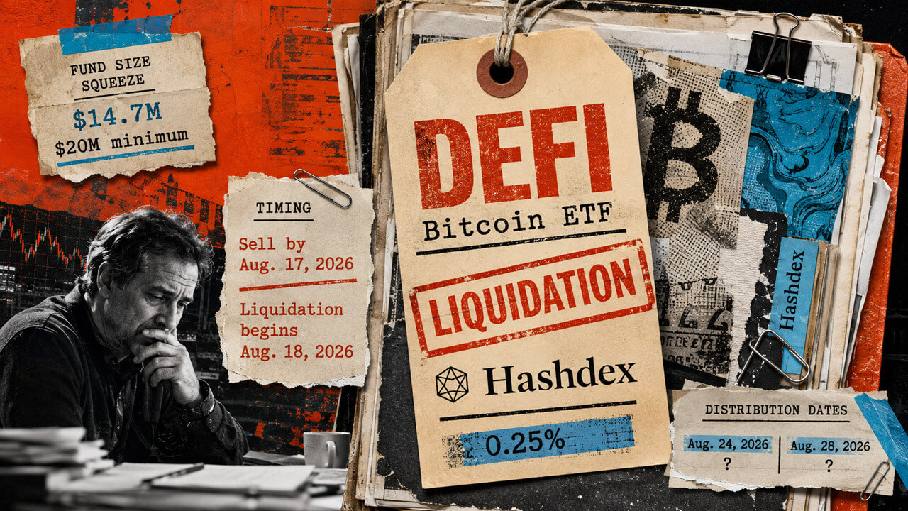 Hashnote’s DEFI Bitcoin ETF to Liquidate After Falling Below $20M Threshold
