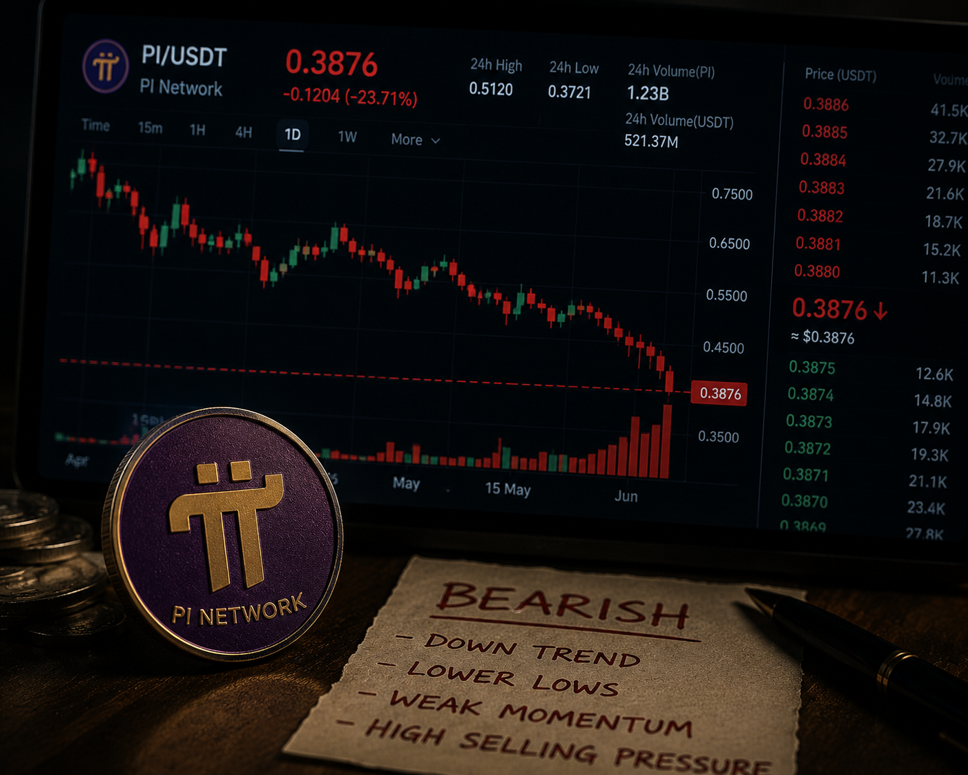 Pi Network Token Slides as 36 Million Coins Migrate, Bearish Signals Mount
