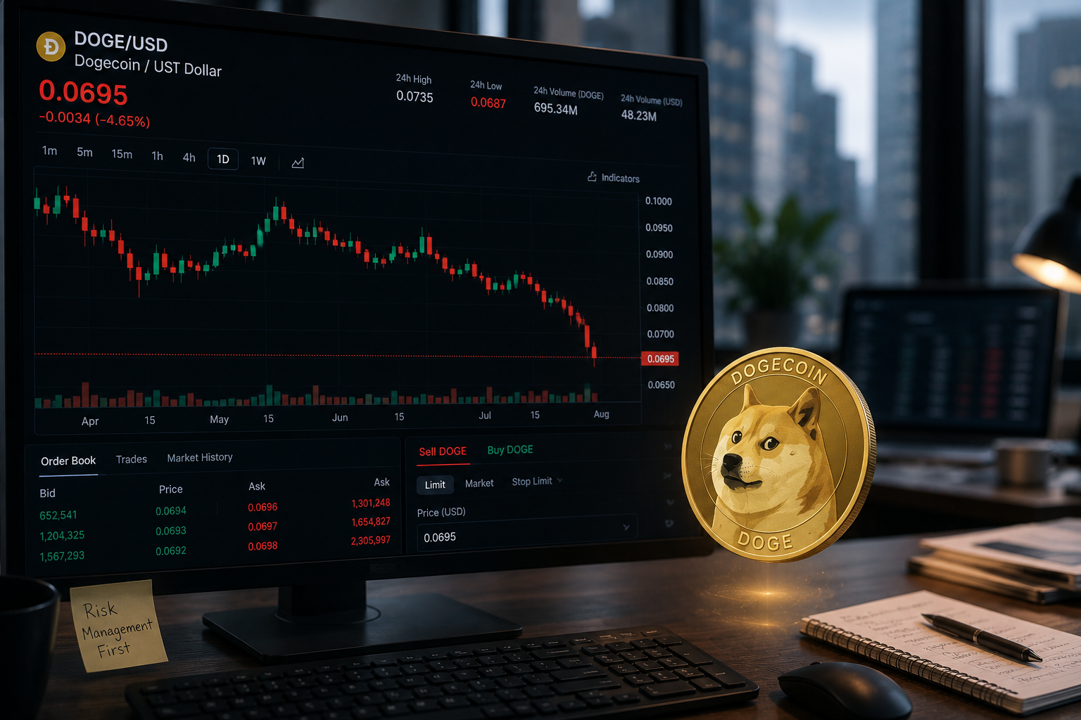 Dogecoin Drops Below $0.070 as Fear Gauge Slides to 37