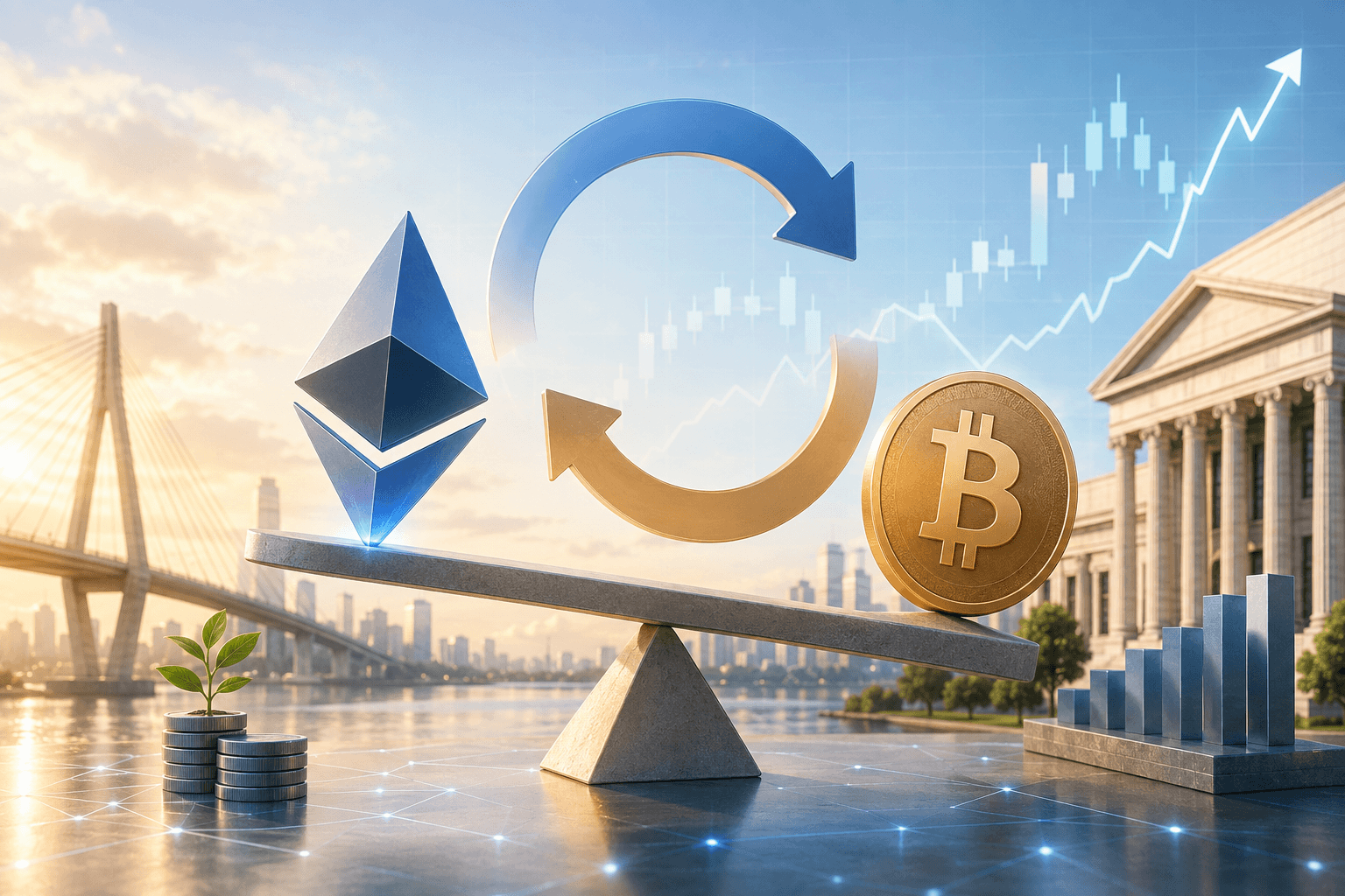 イーサリアム-ビットコイン比率、25%反発後にゴールデンクロス点灯