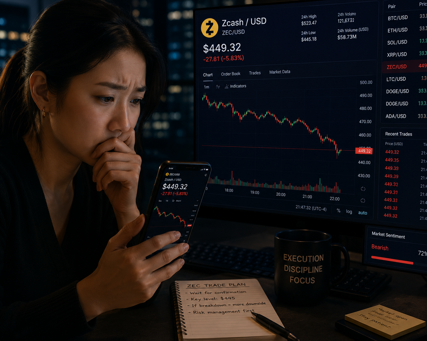 Zcash (ZEC) Falls 4% as Crypto Fear Index Hits 15, Fed Holds Rates
