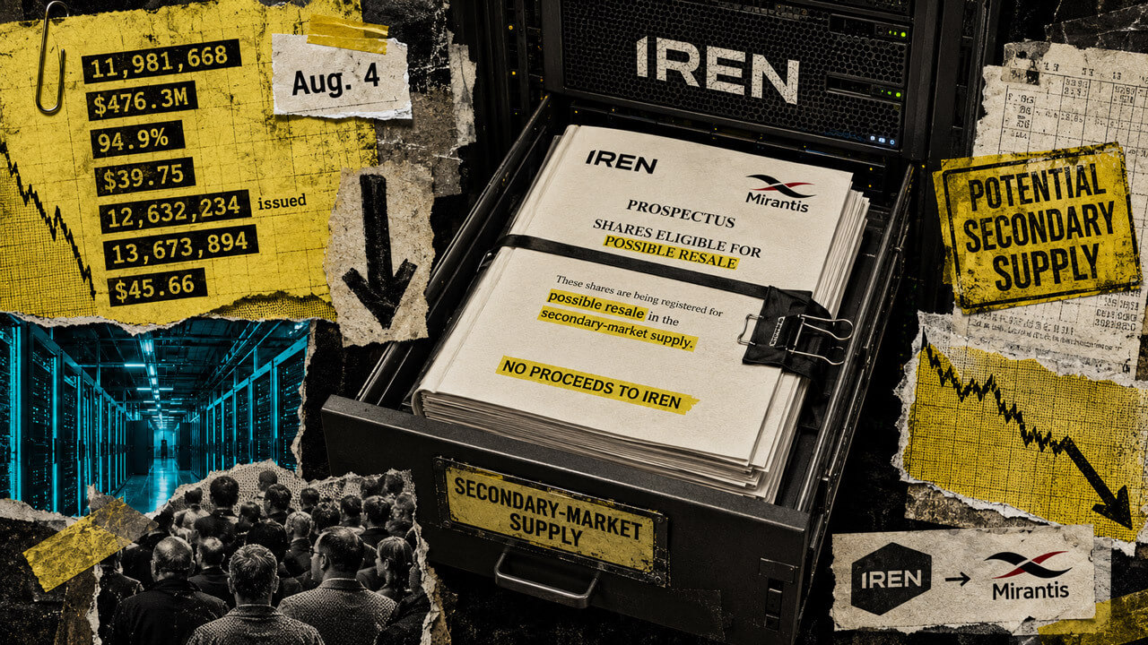 IREN Registers 11.9M Shares for Resale After Mirantis Acquisition