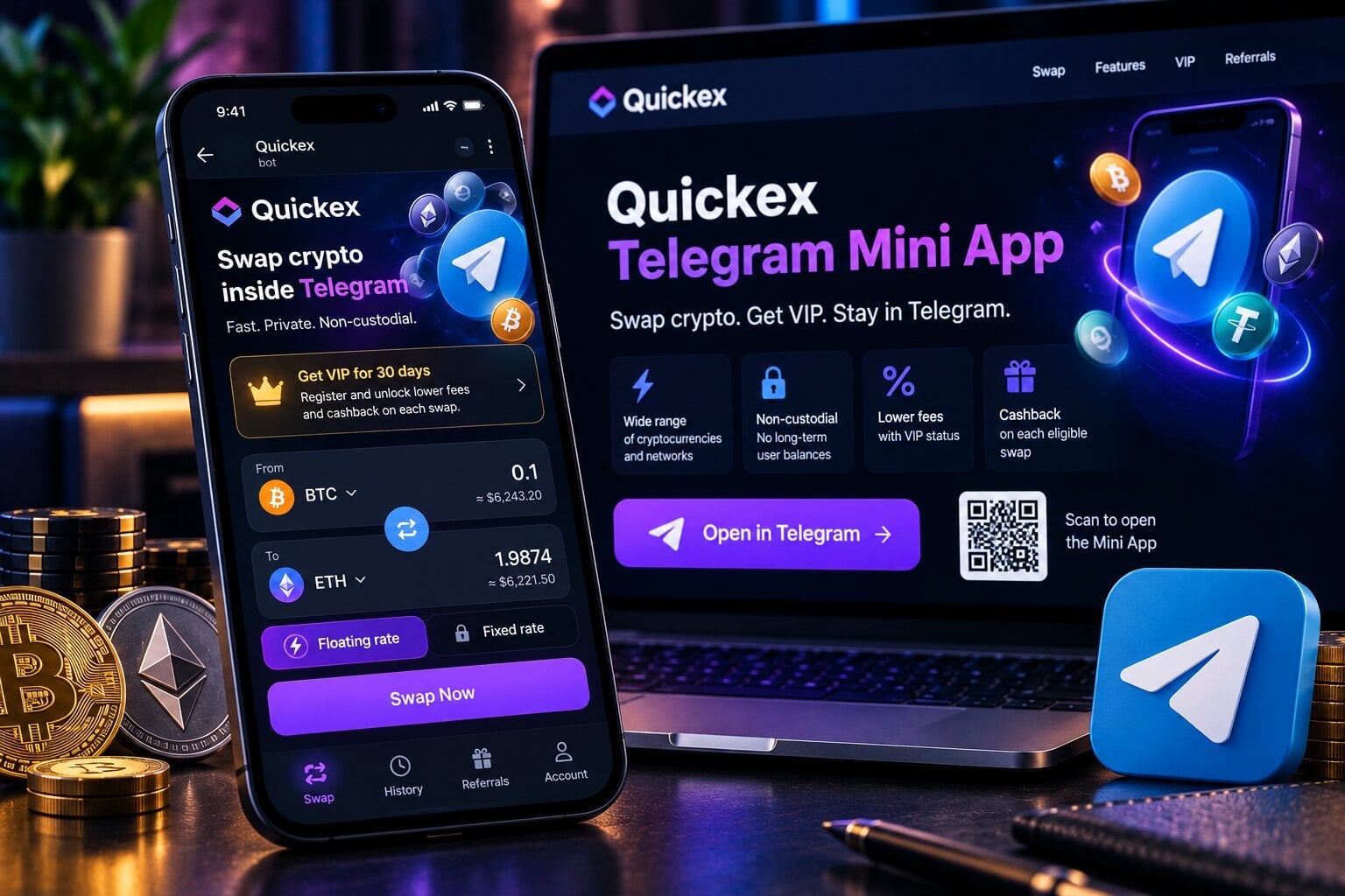 Quickex Launches Telegram Mini App for In-Chat Crypto Swaps