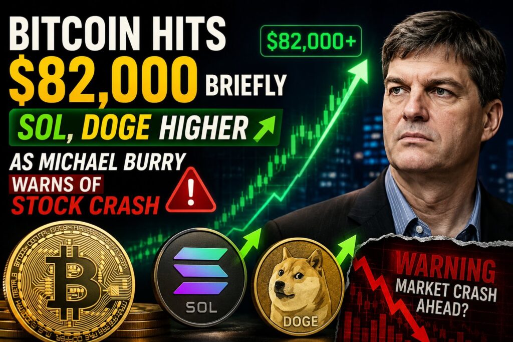 Bitcoin Briefly Tops $82,000 in Broad Crypto Rally Amid Burry Stock Warning