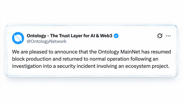 Ontology Halts L1 Chain for 41 Hours After Security Warning, Network Back Online Monday