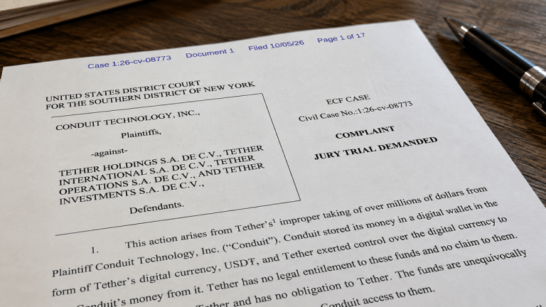 Conduit Technology Sues Tether Over Frozen $2.76M USDT