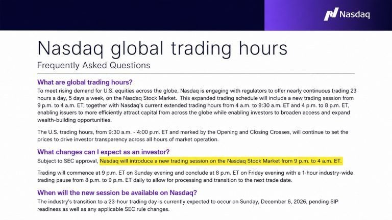 The exchange will add an overnight session from 9 PM to 4 AM ET, five days a week, to keep pace with