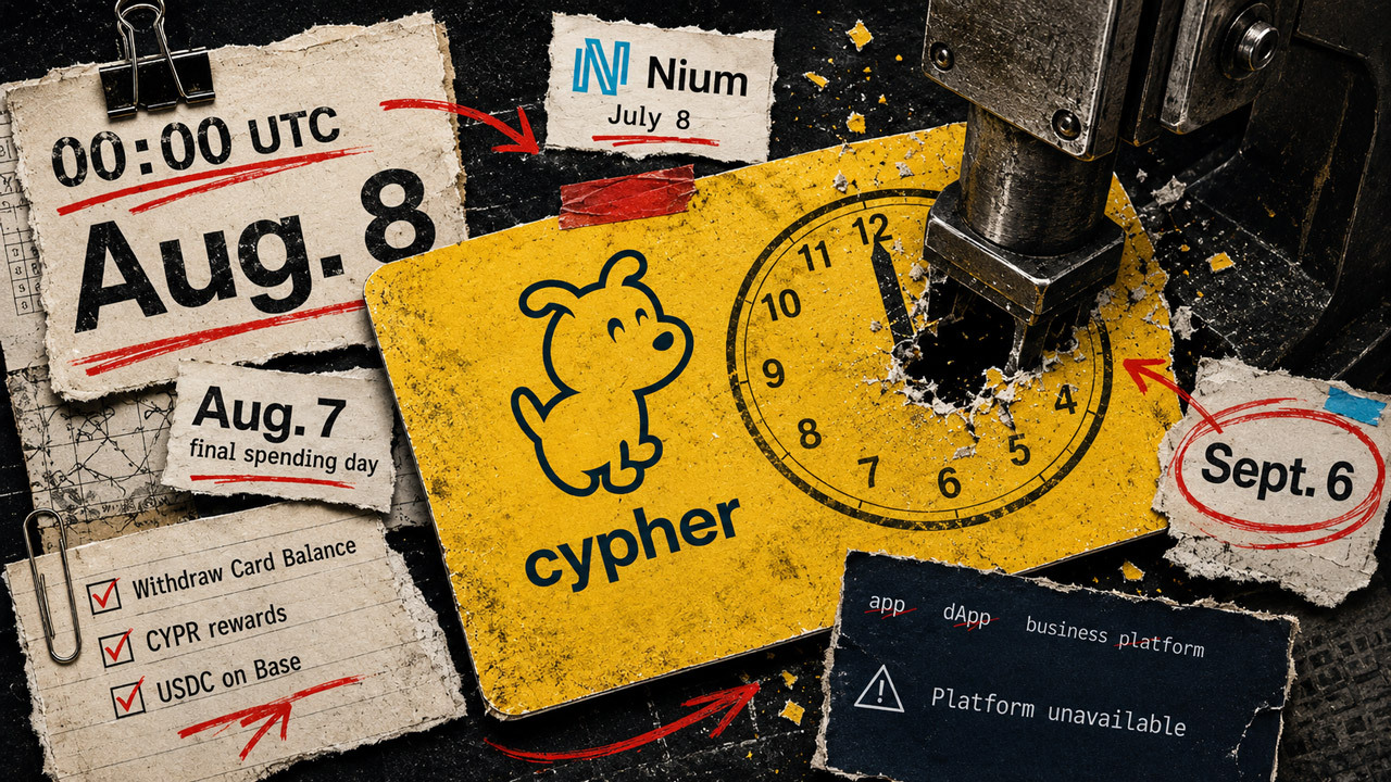 Cypher Cards Stop Working Aug. 7; Full Shutdown Set for Sept. 6