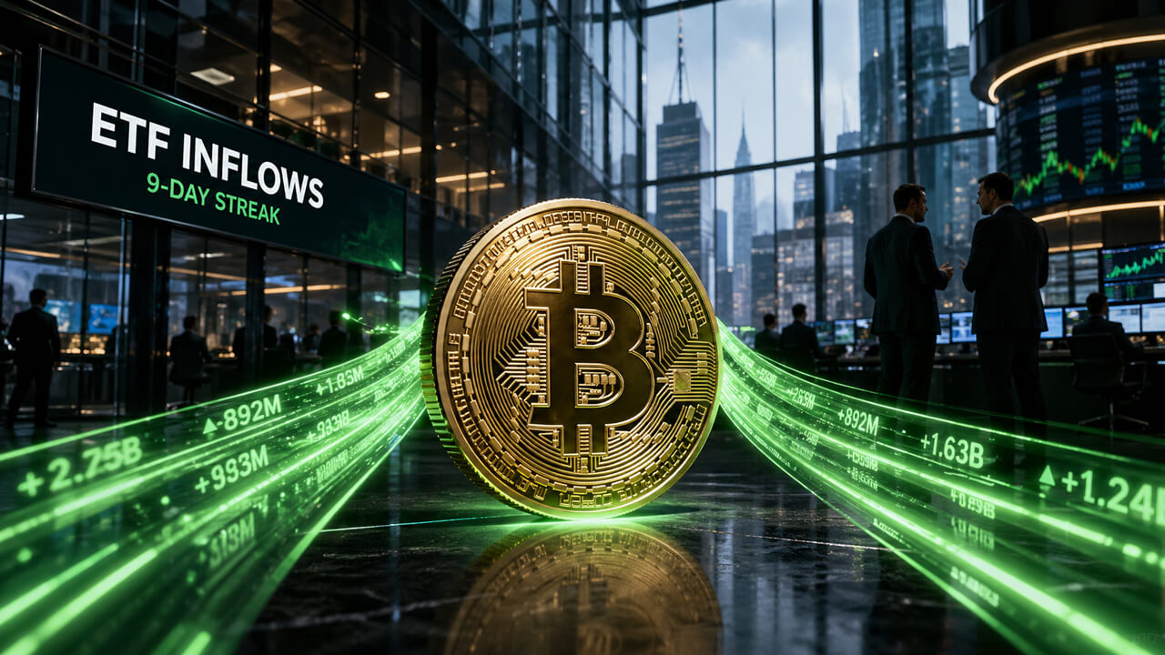 US Spot Bitcoin ETFs Log Nine-Day Inflow Streak, Attracting $2.12 Billion