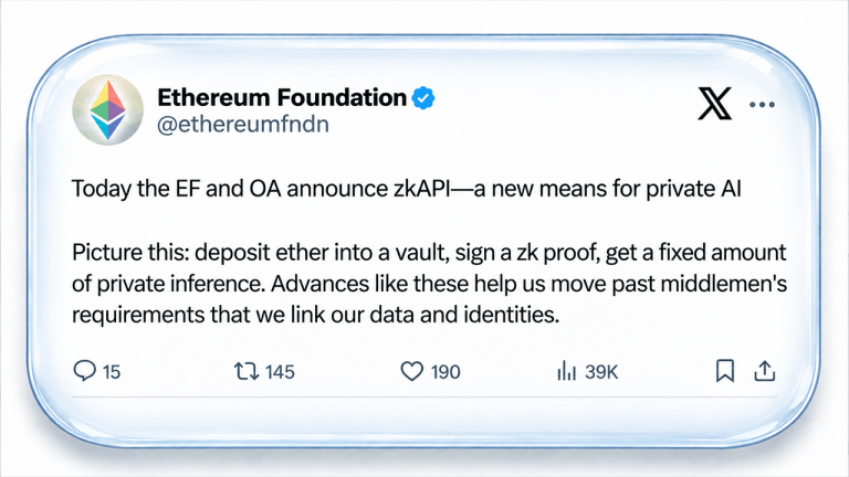 Ethereum Foundation Backs zkAPI to Cut Billing Identity From AI Requests