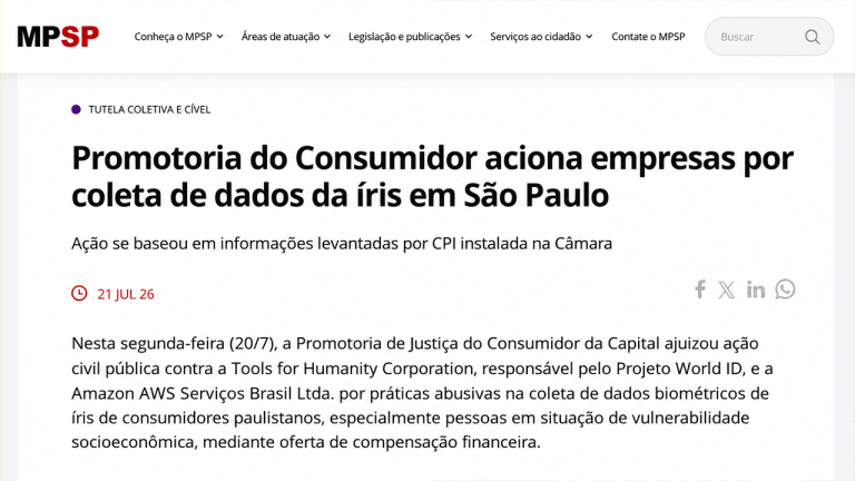 São Paulo Sues World and Amazon AWS for $47M Over Biometric Data Collection