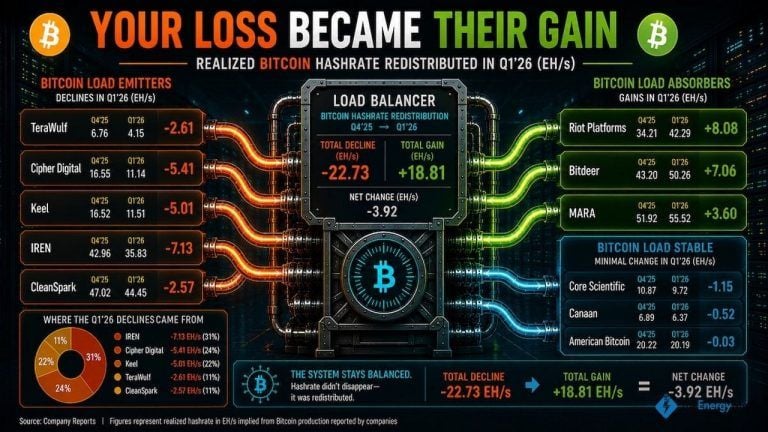 Public Bitcoin Miners Cut Hashrate in Q1, Reversing Years of Growth