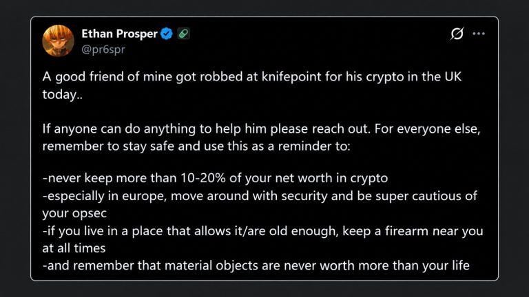 UK Crypto Trader Tied Up at Knifepoint, $800K Stolen From Wallet