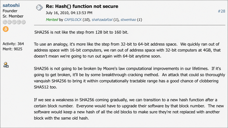 Satoshi Nakamoto's 2010 Forum Post on Double SHA-256 Still Resonates as Quantum Threats Loom