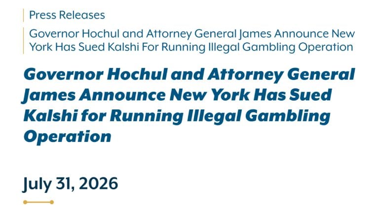 New York Sues Kalshi, Seeks $100,000 Fine Per Illegal Bet