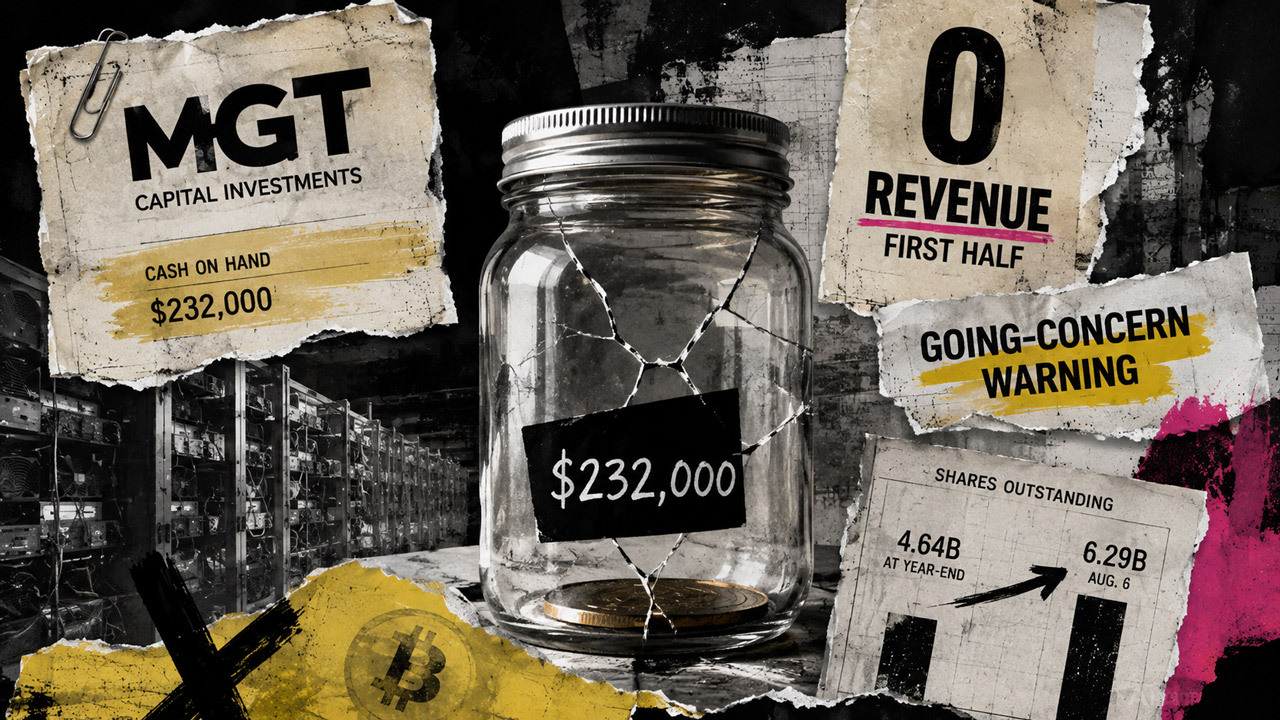 MGT Capital Dilutes Share Count by a Third as Cash Drops to $232K