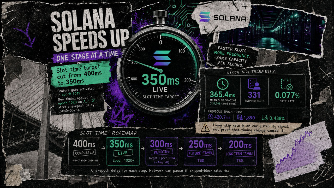 Solana Cuts Block Time to 350ms as First Stage of Faster Roadmap