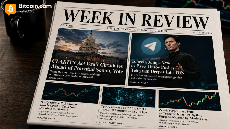 Senate Advances CLARITY Act as TON Surges on Telegram Integration, Bollinger Declares Bitcoin Bull Market