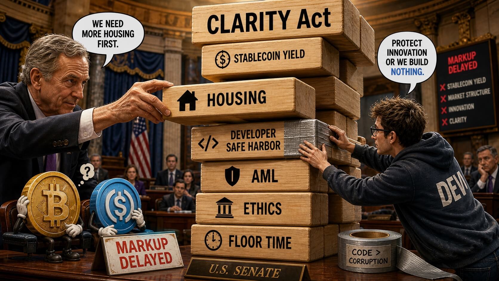 Stablecoin Yield Compromise Eases CLARITY Act Deadlock, but Kennedy Withholds Support