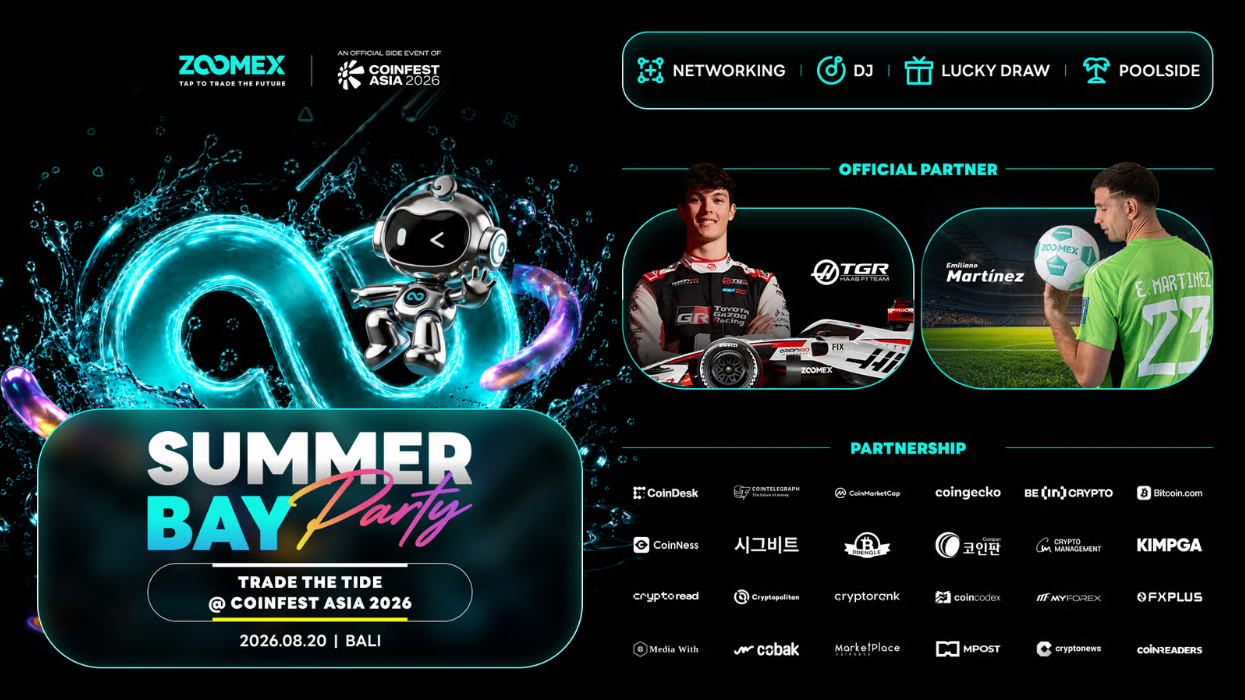 Zoomex to Sponsor Coinfest Asia 2026, Host Summer Bay Party in Bali