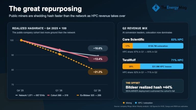 Public Bitcoin Miners Shed 21% of Hashrate as AI Pivot Accelerates