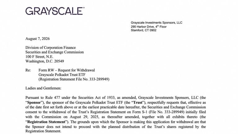 Grayscale Pulls Cardano, Hedera, Polkadot ETF Filings in Rapid-Fire Withdrawals