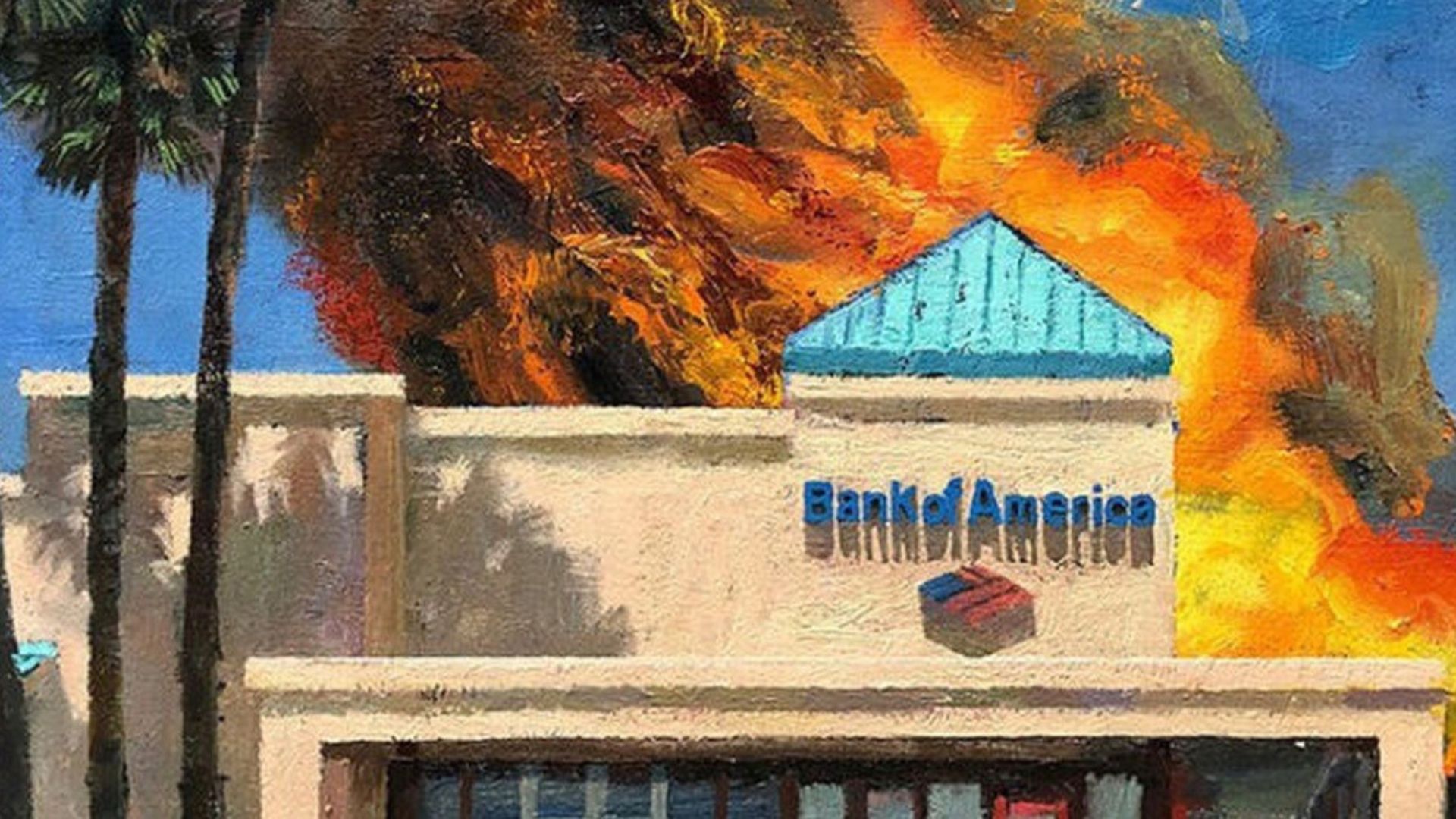Alex Schaefer’s ‘Banks on Fire’ Painting Sells for $25,200 on eBay
