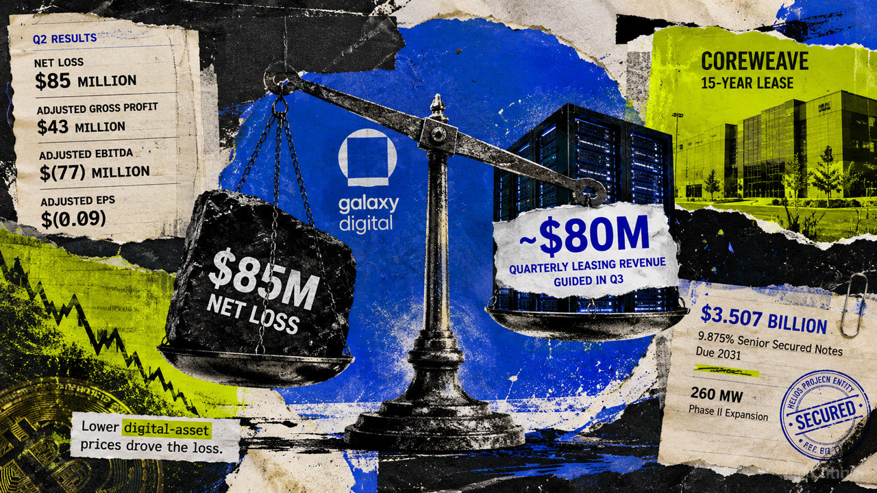 Galaxy Digital Posts $85M Q2 Loss as Crypto Prices Slump