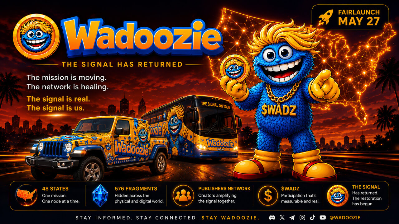 Wadoozie Launches On-Chain Attention Network with 1 Billion $WADZ Tokens, 48-State Bus Tour