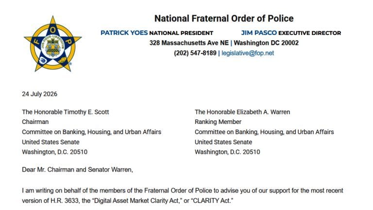 Fraternal Order of Police Backs Revised CLARITY Act After Added Protections